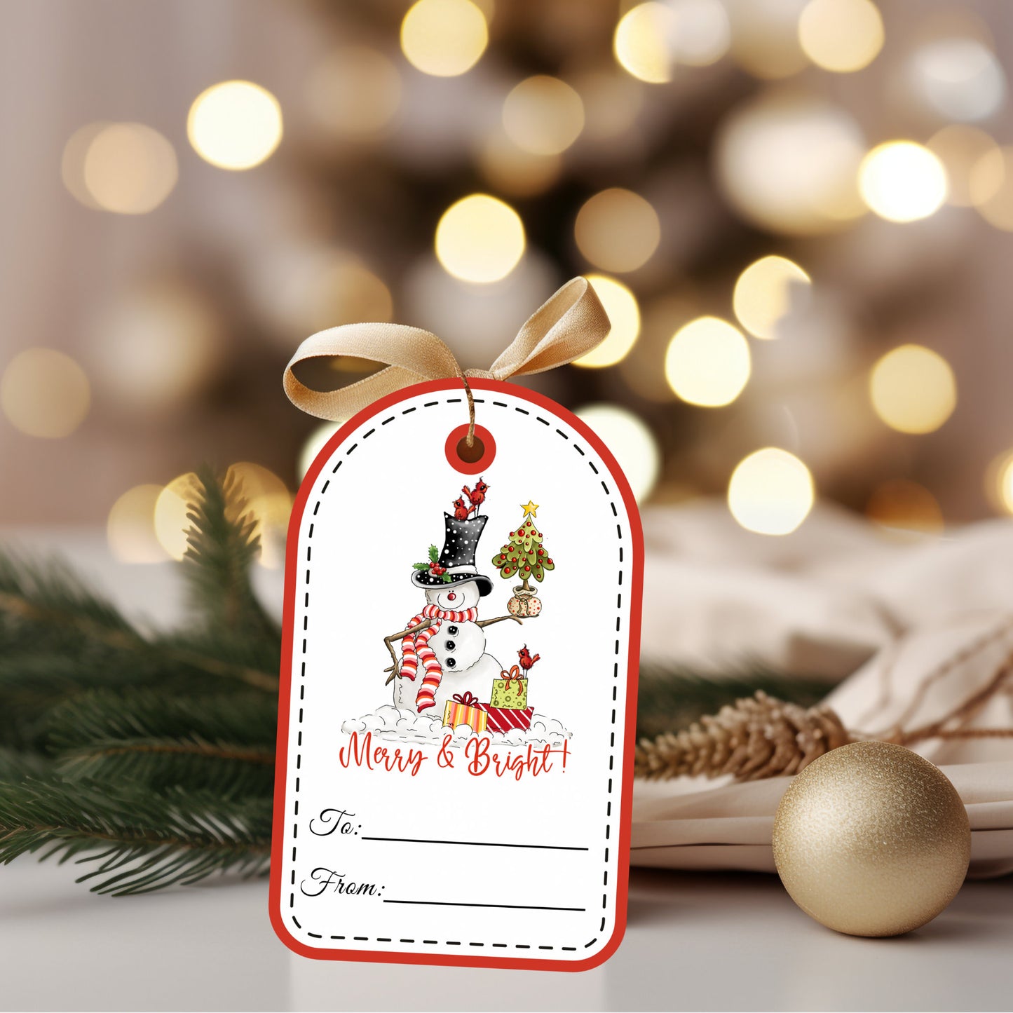 merry and bright snowman gift tags 2 (set of 6)