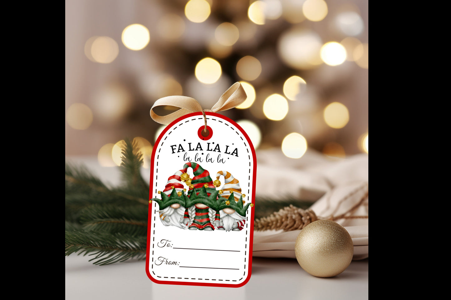 elf gnome fa la la la gift tags (set of 6)