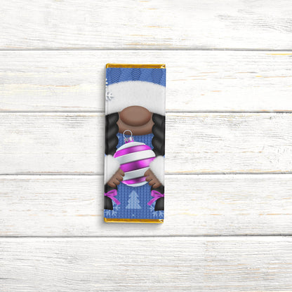 Christmas Gnome Chocolate Bar Wrappers – Inclusive Black Female Holiday Candy Bar Covers