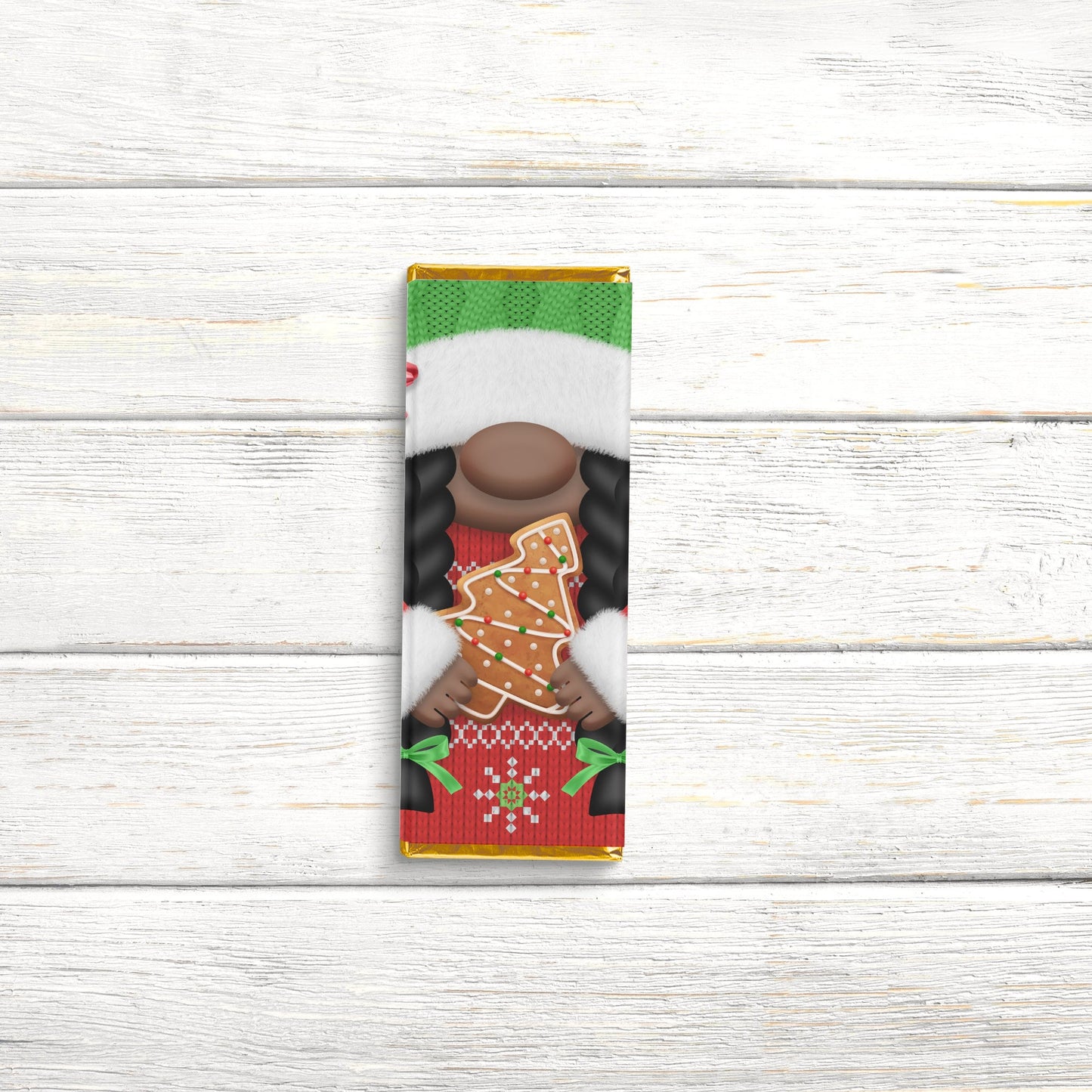 african american girl christmas chocolate bar candy wrap, candy wrappers, chocolate bar wrappers