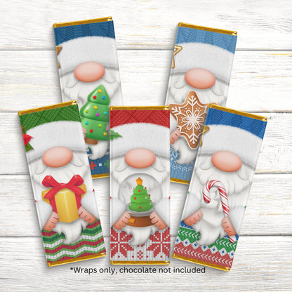 Christmas Gnome Chocolate Bar Candy Wrappers, Candy Wrappers, Chocolate Bar Wrappers, Chocolates Bar Labels, Male Gnomes