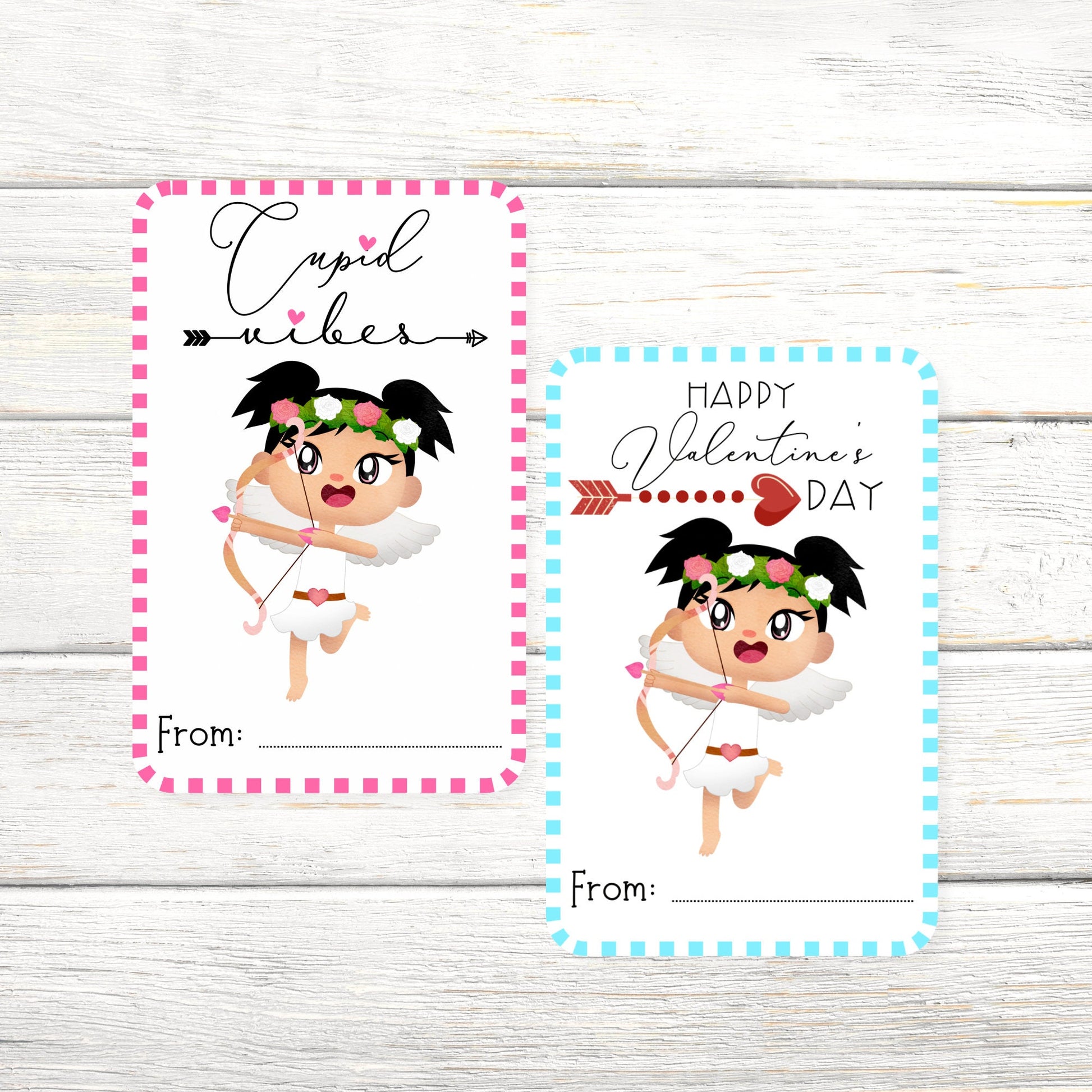 Cherub Valentine's Day Cards or Stickers: Cupid Vibes Girl Set (3.5x2.25)