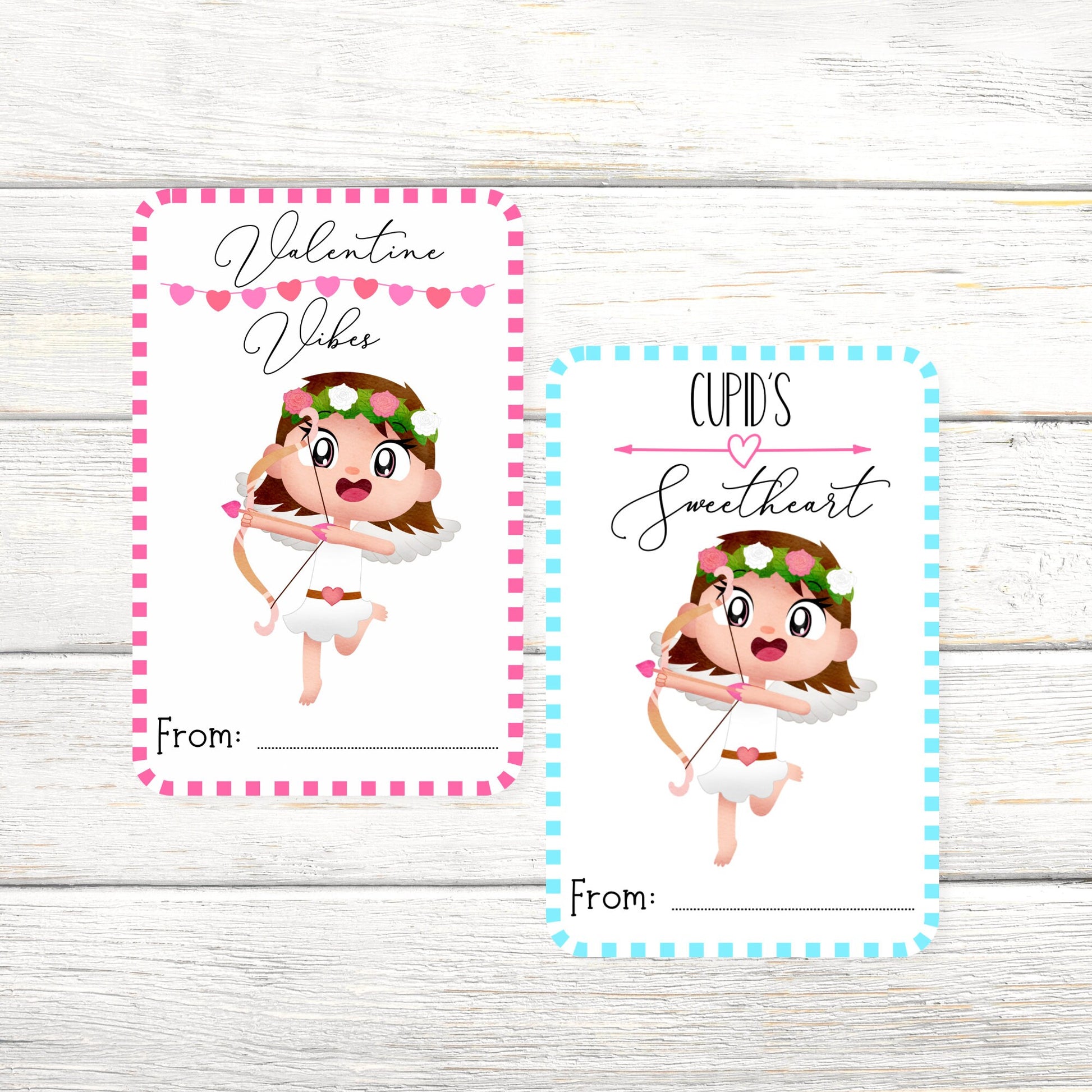 Cherub Valentine's Day Cards or Stickers: Cupid Vibes Girl Set (3.5x2.25)