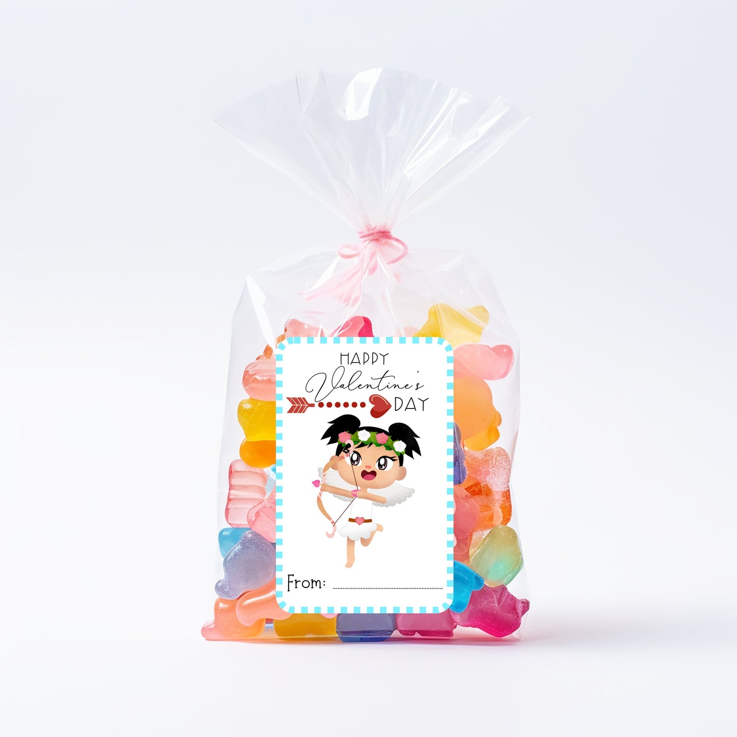 cherub valentine's day cards or stickers: cupid vibes girl set (3.5x2.25)