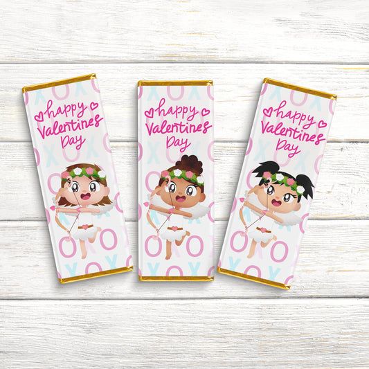 Girl Cherub Valentines Day Chocolate Wrap, Candy Bar Wraps, Valentines Candy Wrapper, Valentines Chocolate Bar Labels