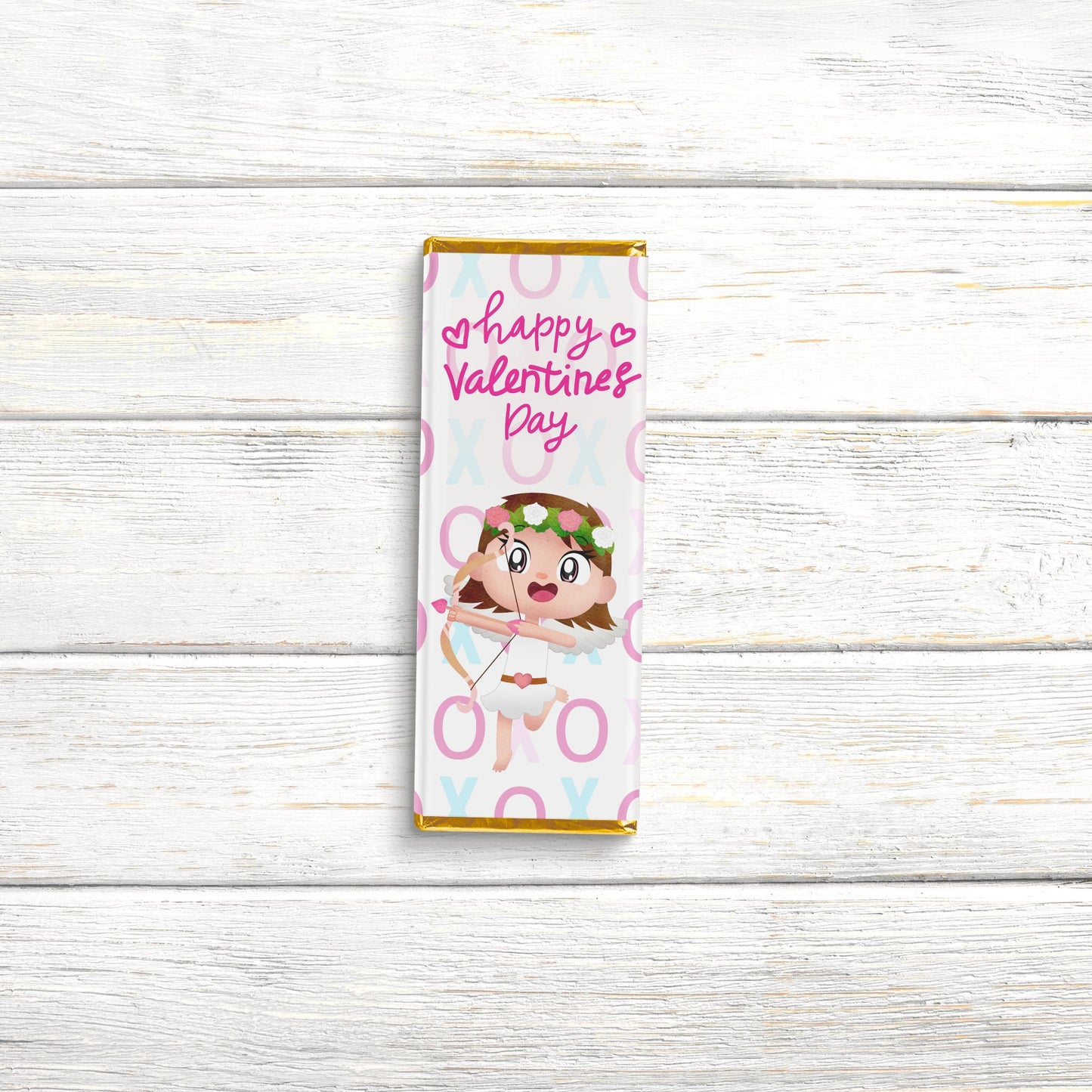 girl cherub valentines day chocolate wrap, candy bar wraps, valentines candy wrapper, valentines chocolate bar labels