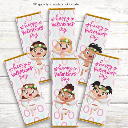 Girl Cherub Valentines Day Chocolate Wrap, Candy Bar Wraps, Valentines Candy Wrapper, Valentines Chocolate Bar Labels