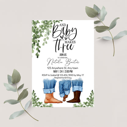 Eucalyptus Baby Shower Invitations: Minimalist Greenery (Digital Download)