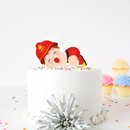 Fireman Cake Topper, Baby Fireman