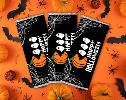 Happy Halloween Pumpkin Ghost Chaser Chocolate Bar Candy Wrappers, Chocolates Bar Labels