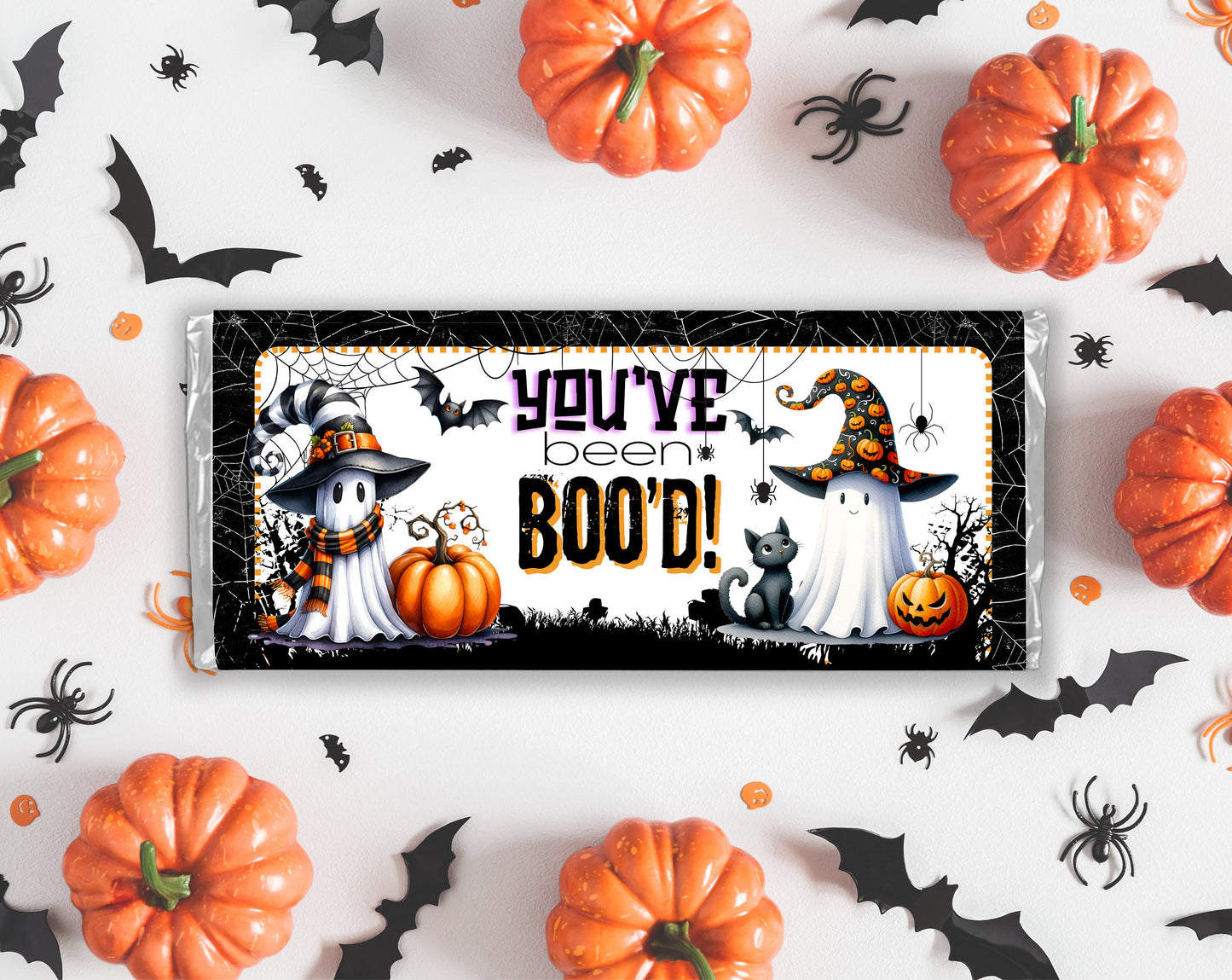 you’ve been boo’d, ghost chocolate bar candy wrappers, chocolates bar labels