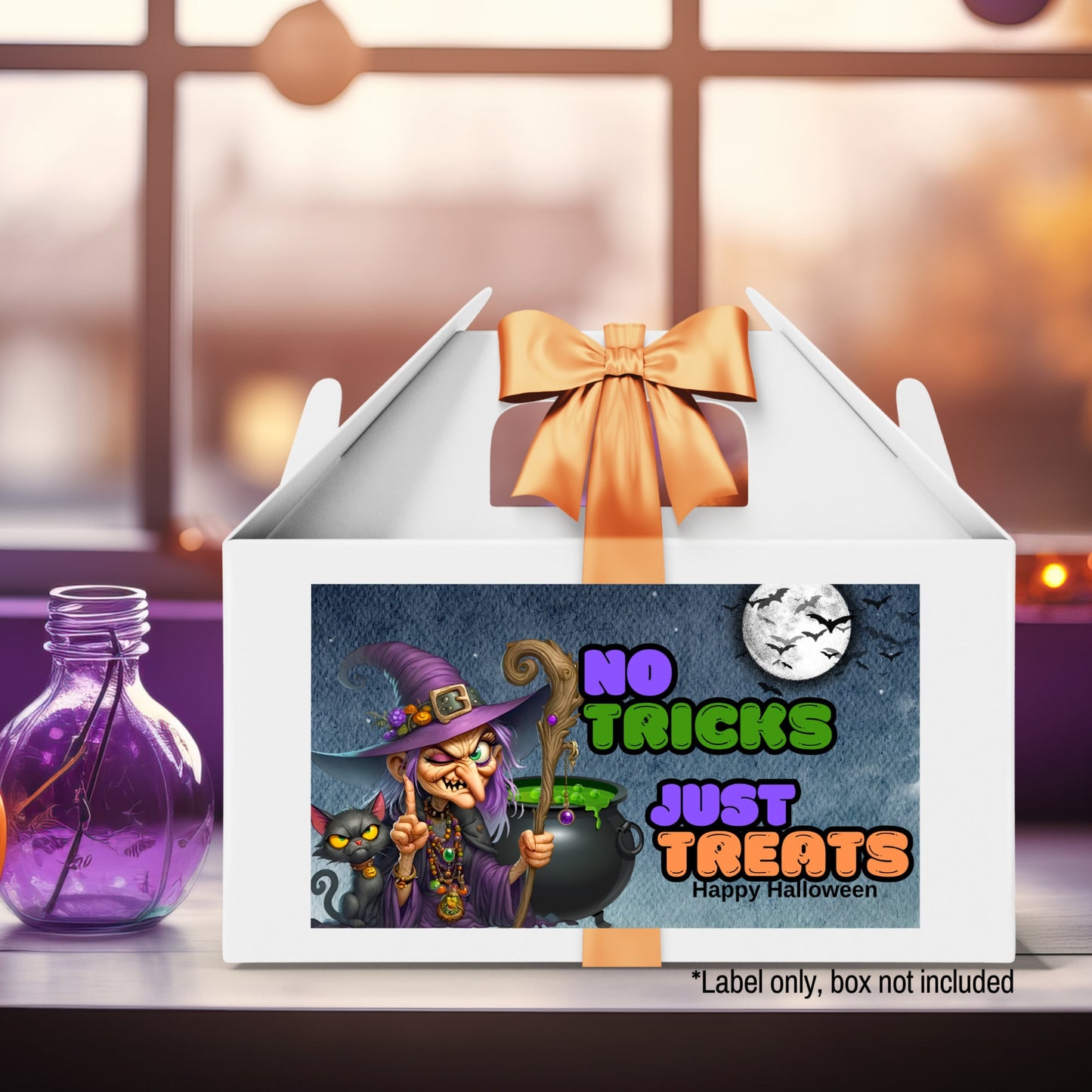 no tricks just treats gable box label