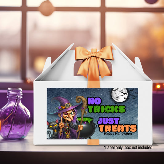 No Tricks Just Treats Gable Box Label