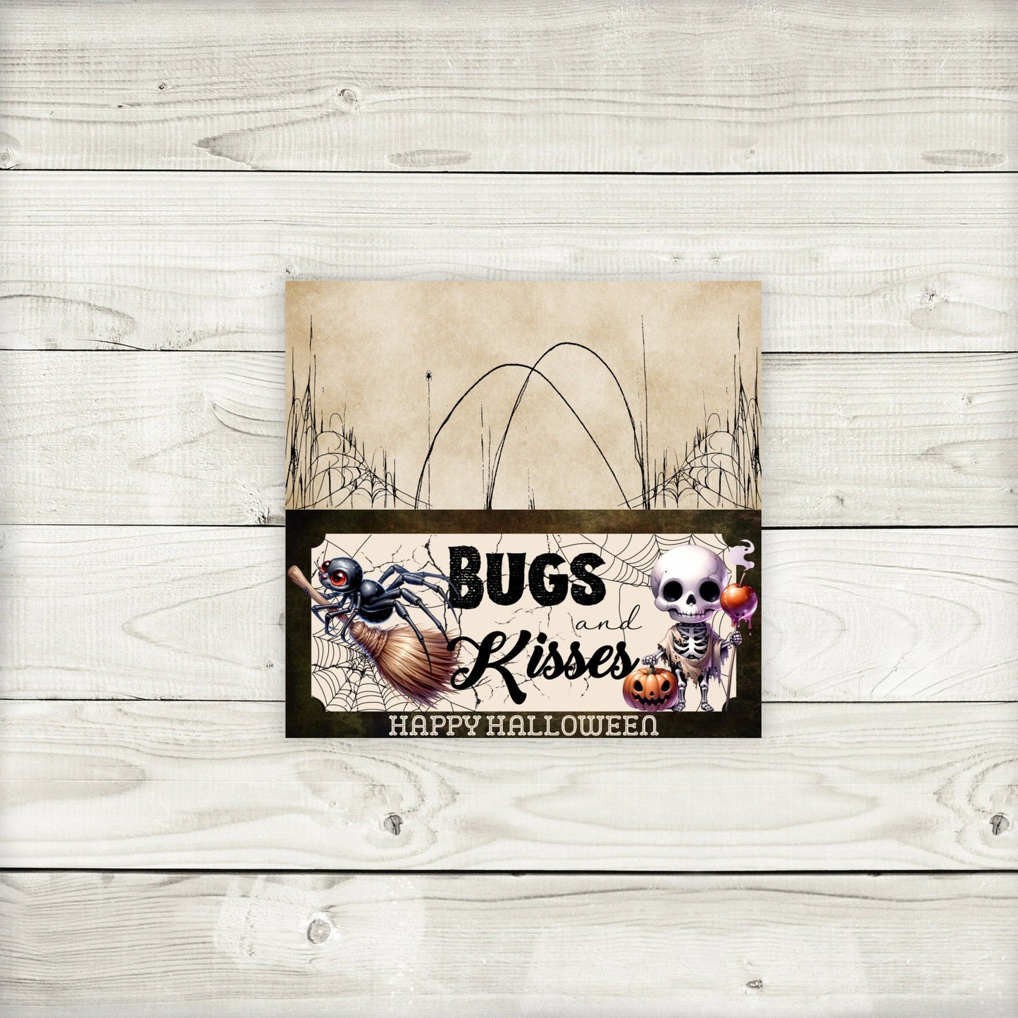 bugs and hugs party bag toppers, halloween treat bag tops, 4.15” x 2” toppers