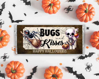 Bugs and Hugs, Ghost Chocolate Bar Candy Wrappers, Chocolates Bar Labels