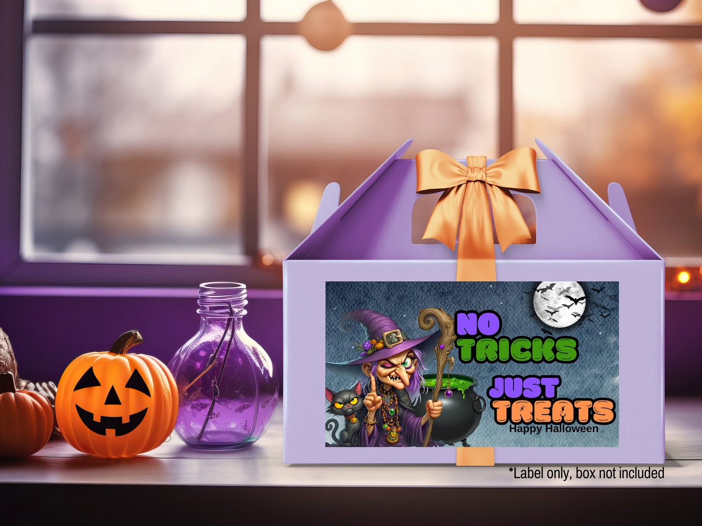 no tricks just treats gable box label