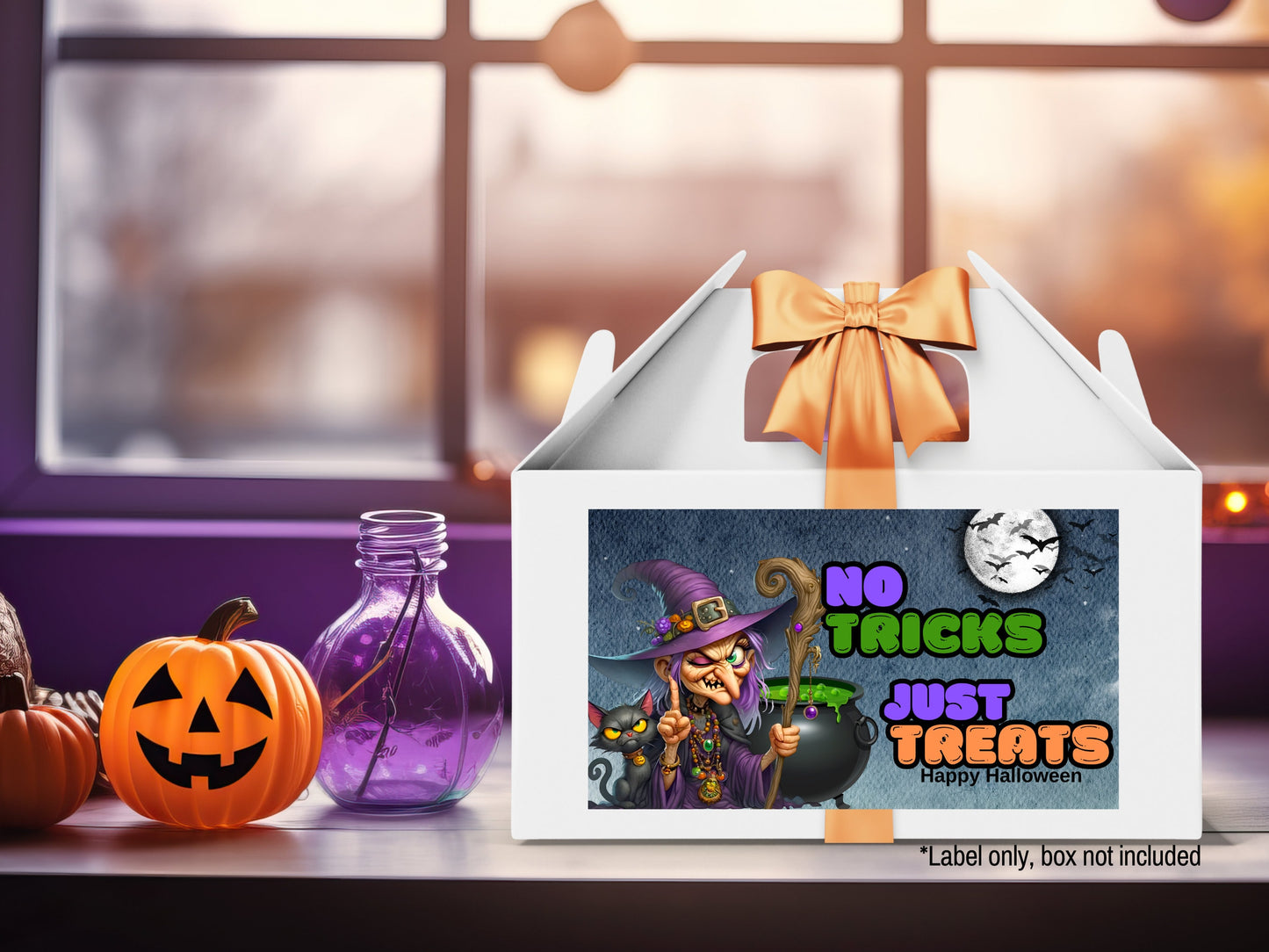 no tricks just treats gable box label