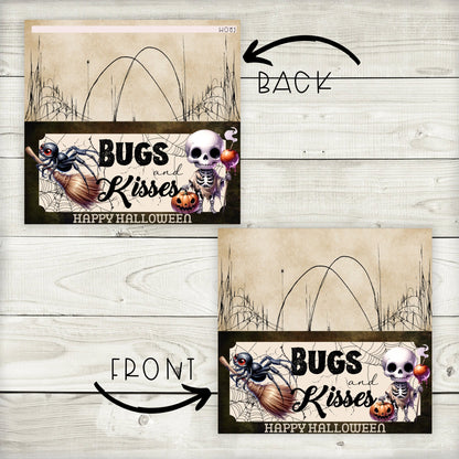 Bugs and Hugs Party Bag Toppers, Halloween Treat Bag Tops, 4.15” x 2” Toppers