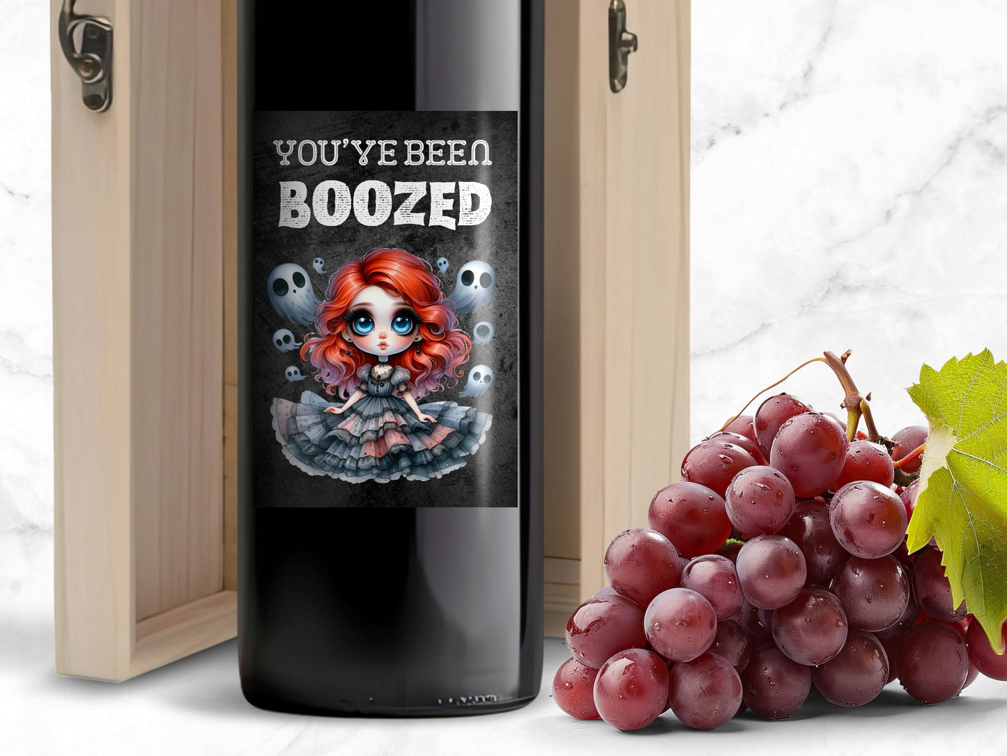 you’ve been boozed wine label, halloween wine label, 4.75 x3.75 labels