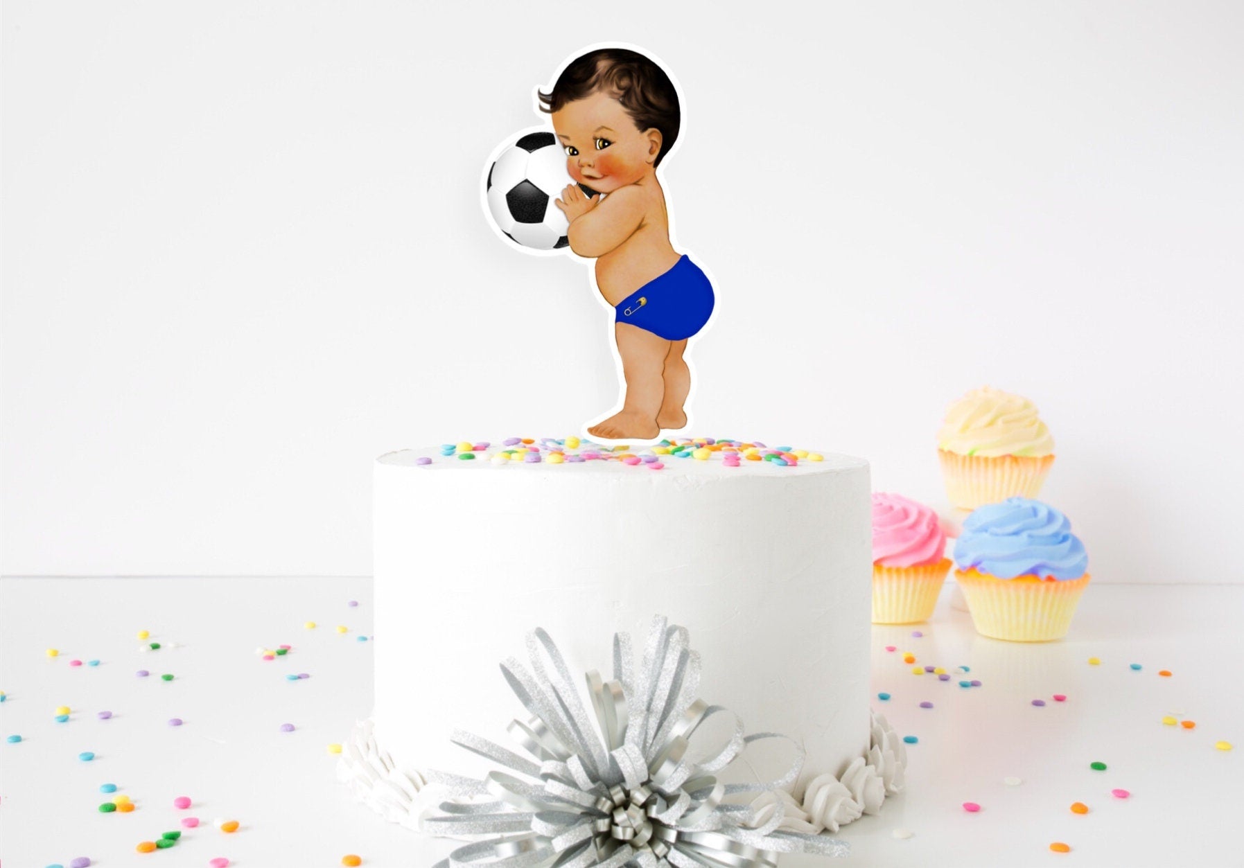 Goals or Bows, Gender Reveal, Twin Birthday, 4”, 6” or 9” Cake Topper Decorations