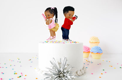 Fades or Braids Cake Toppers: Gender Reveal Party Decor