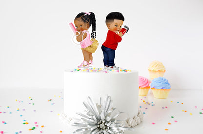 Fades or Braids Cake Toppers: Gender Reveal Party Decor