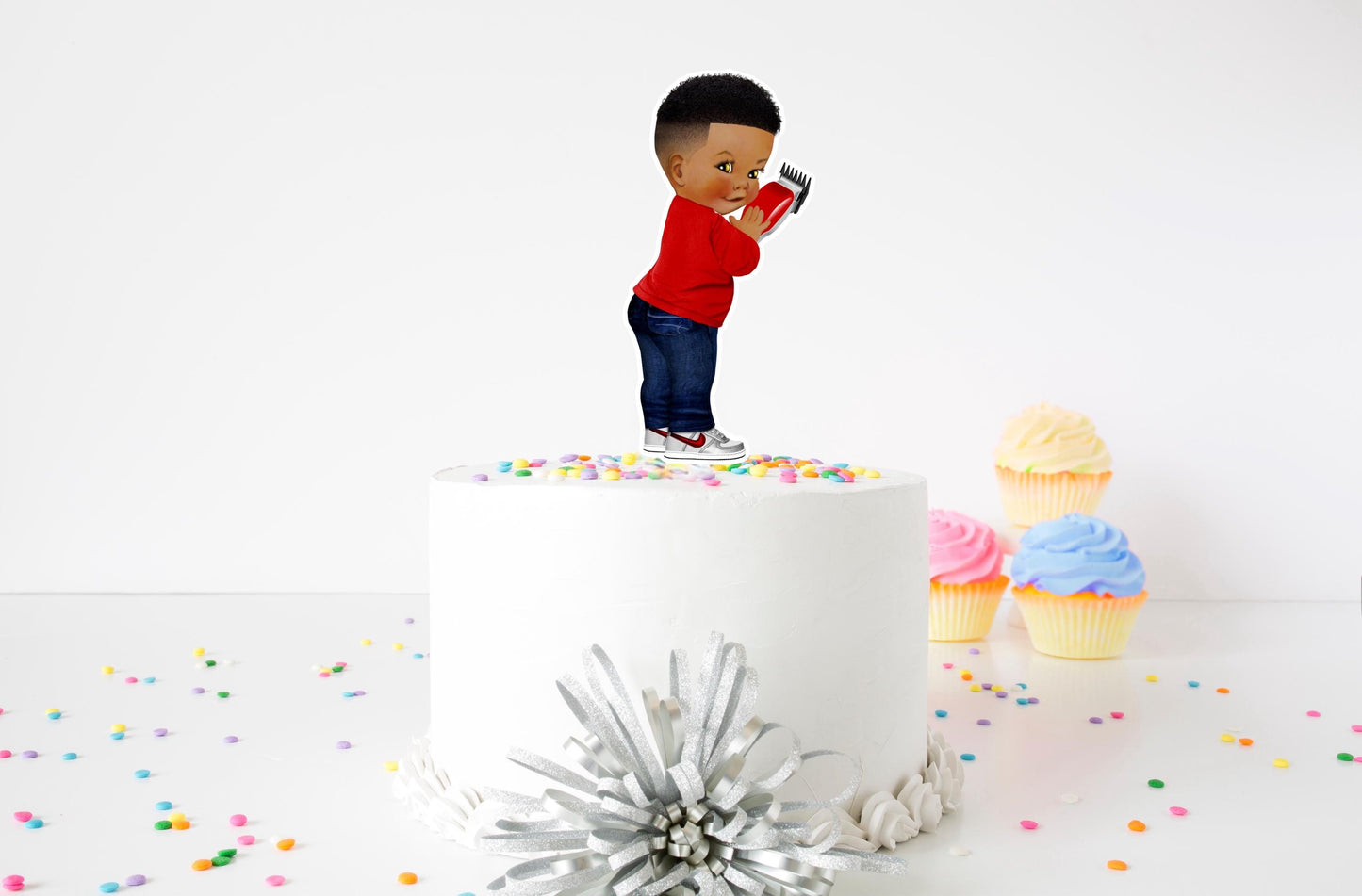 fades or braids cake toppers: gender reveal party decor