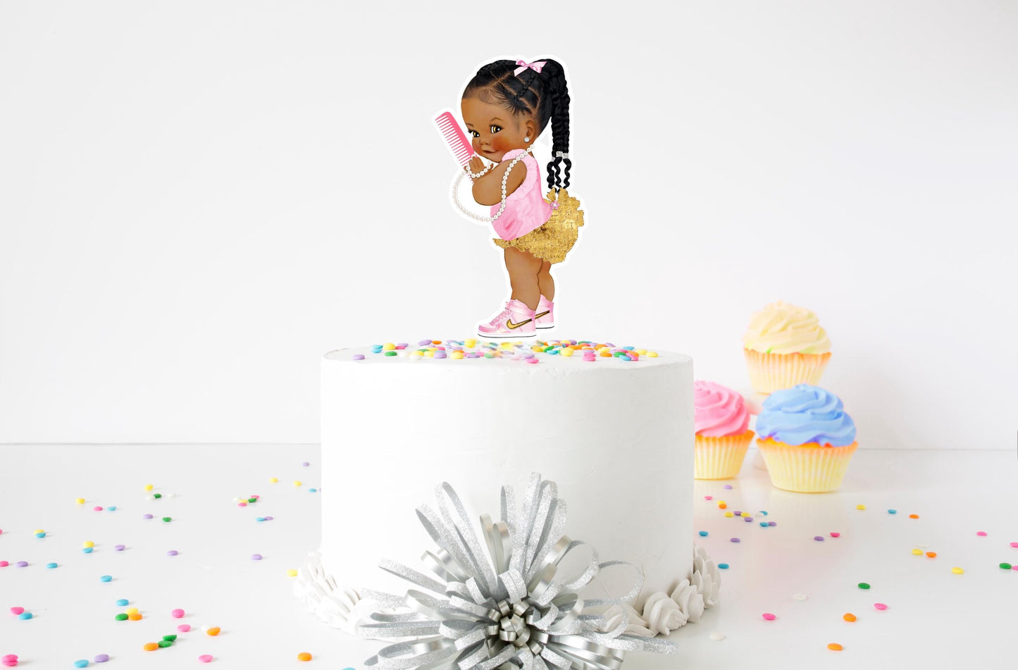 fades or braids cake toppers: gender reveal party decor