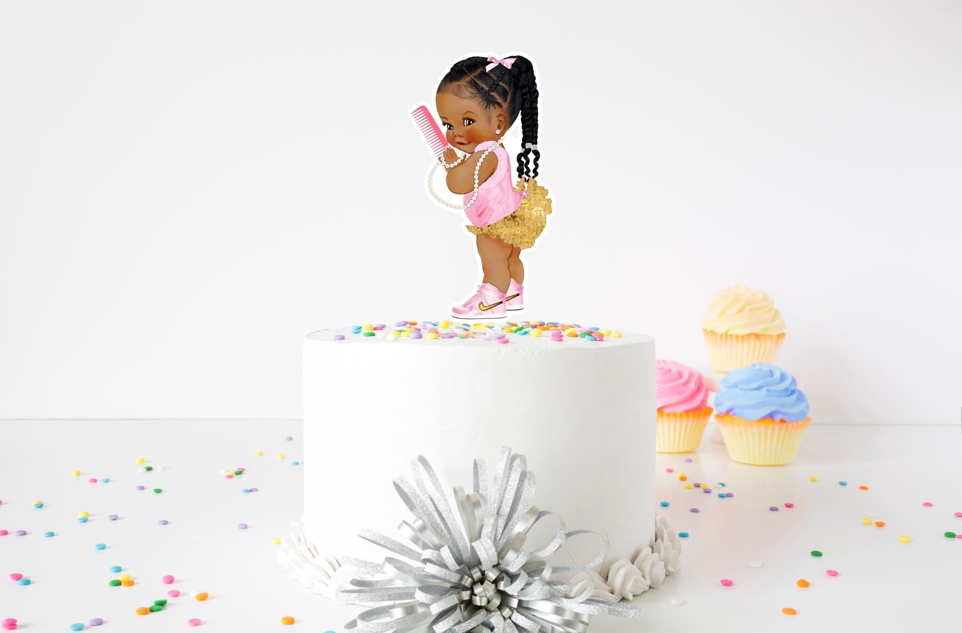 Fades or Braids Cake Toppers: Gender Reveal Party Decor