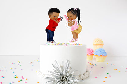 Fades or Braids Cake Toppers: Gender Reveal Party Decor