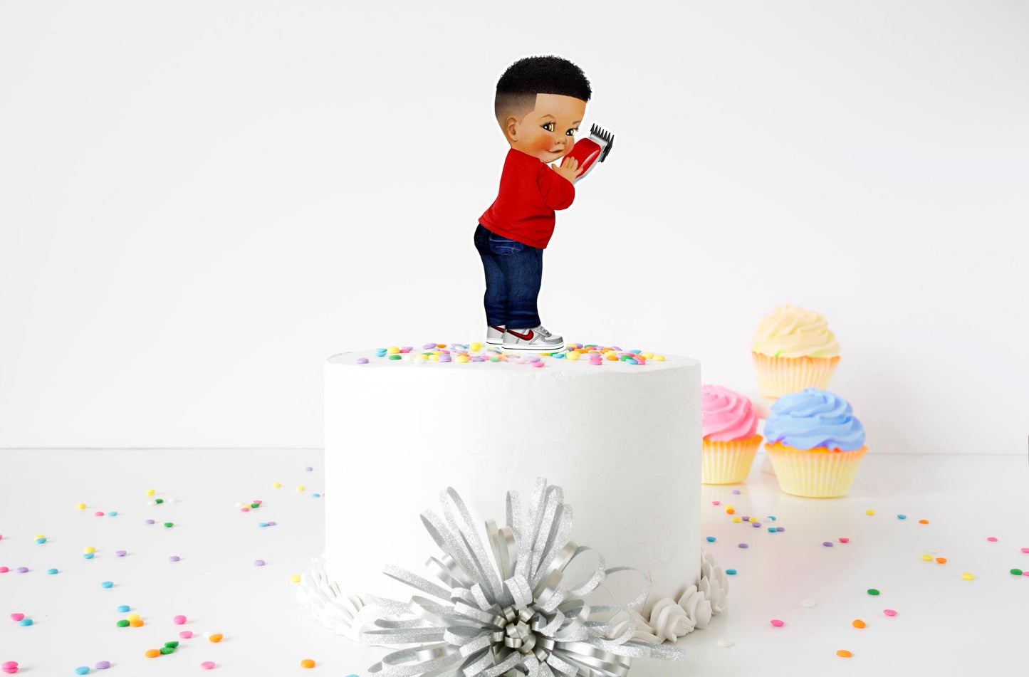 fades or braids cake toppers: gender reveal party decor