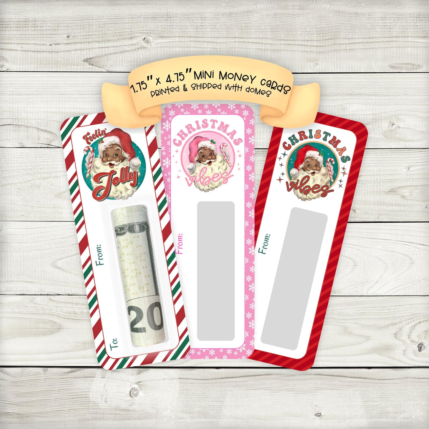 black santa mini money holders – christmas cash cards for stocking stuffers and holiday gifts