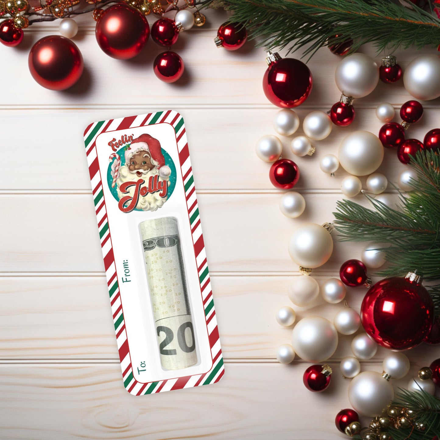 black santa mini money holders – christmas cash cards for stocking stuffers and holiday gifts