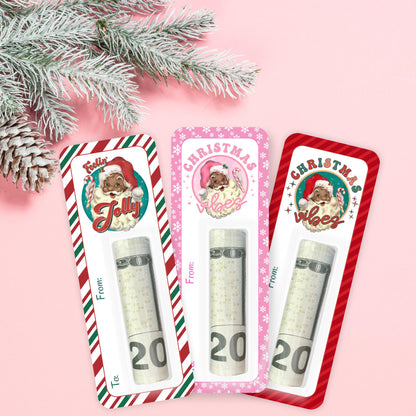 Black Santa Mini Money Holders – Christmas Cash Cards for Stocking Stuffers and Holiday Gifts