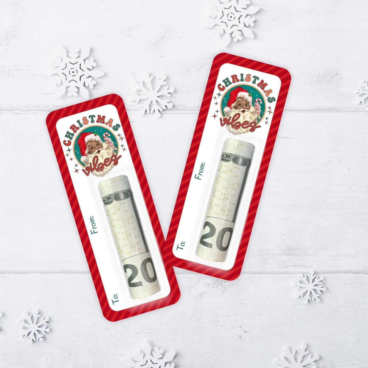black santa mini money holders – christmas cash cards for stocking stuffers and holiday gifts