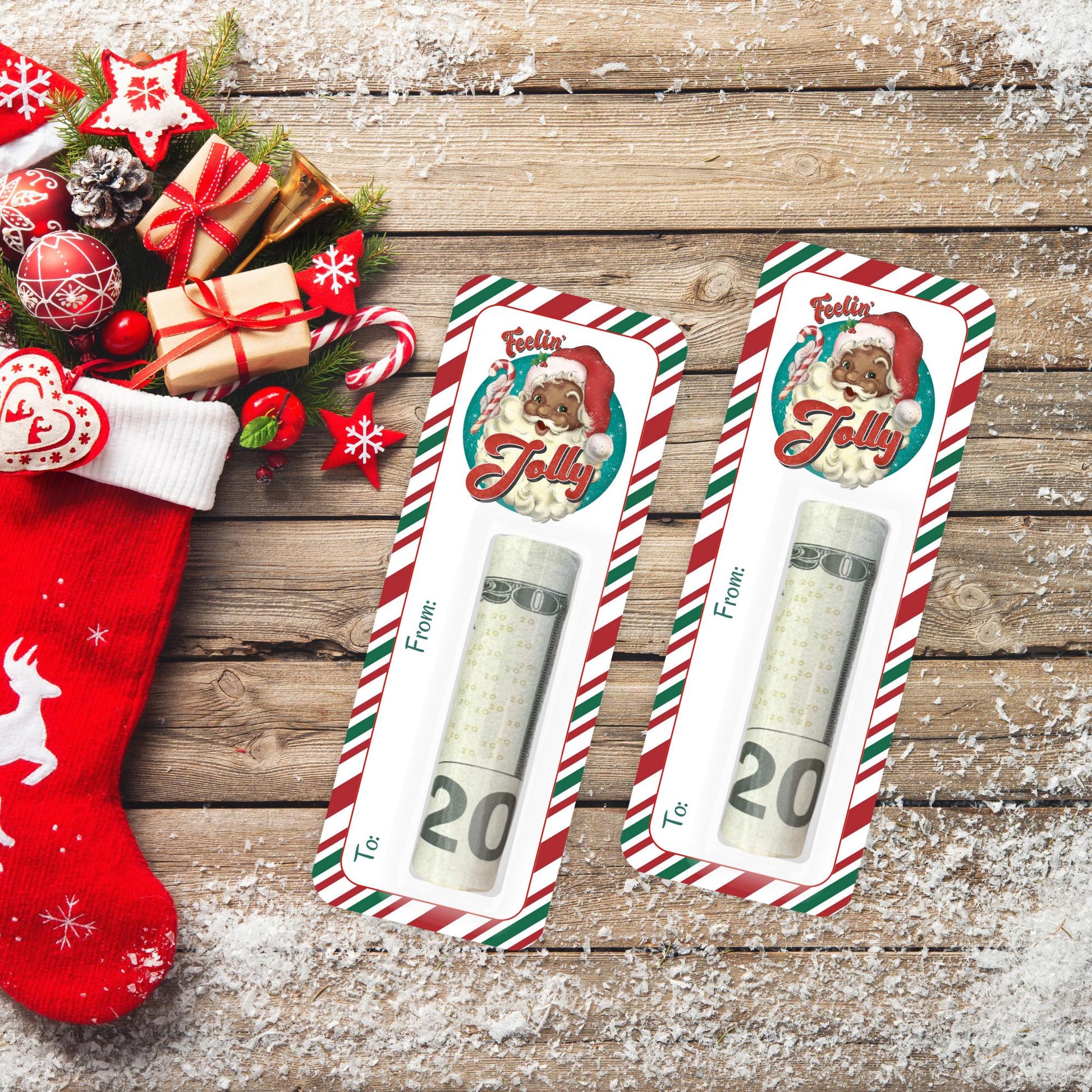 Black Santa Mini Money Holders – Christmas Cash Cards for Stocking Stuffers and Holiday Gifts