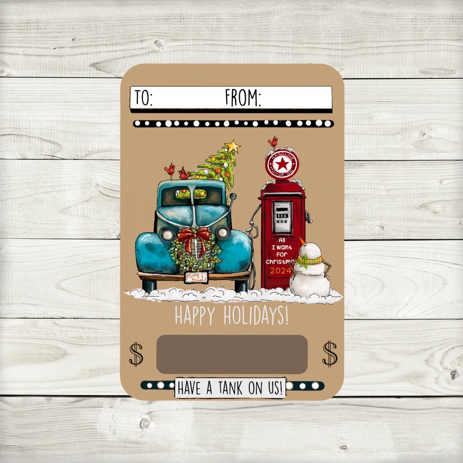 Retro Christmas Gas Money Card Holder: Vintage Stocking Stuffer
