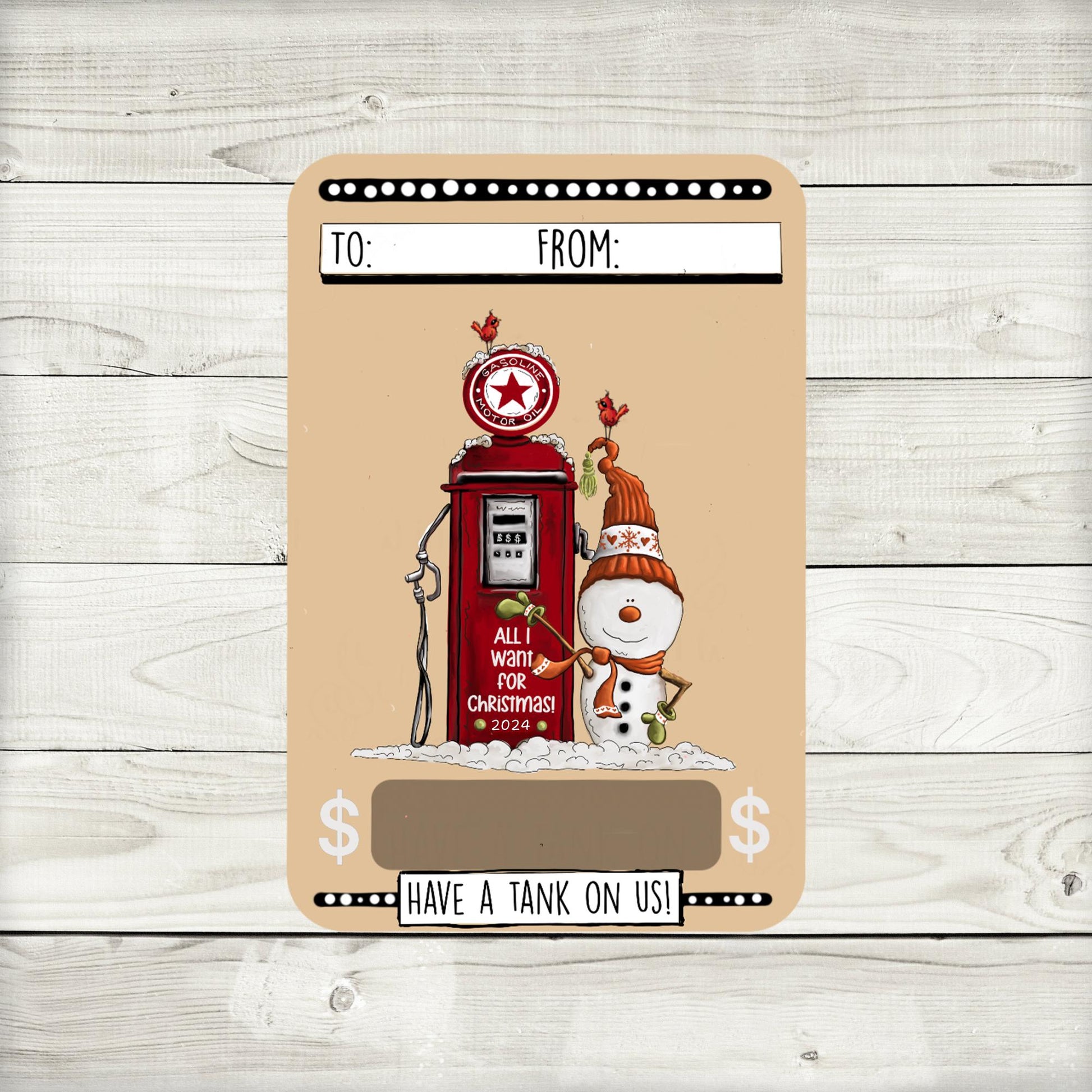 Retro Christmas Gas Money Card Holder: Vintage Stocking Stuffer