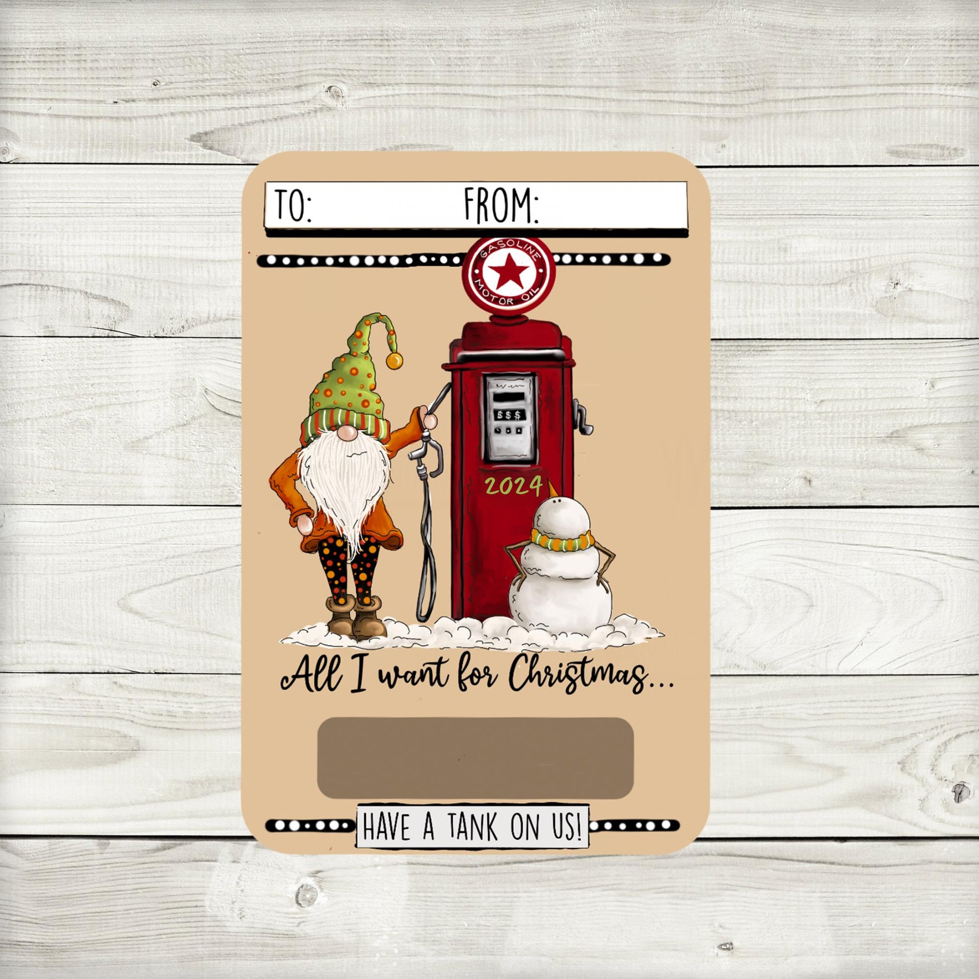 Retro Christmas Gas Money Card Holder: Vintage Stocking Stuffer