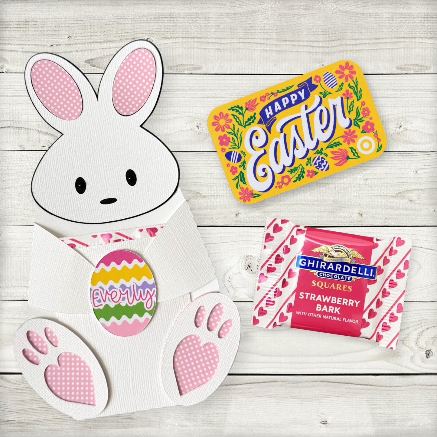 personalized easter bunny gift card holder: polka dot treat pocket