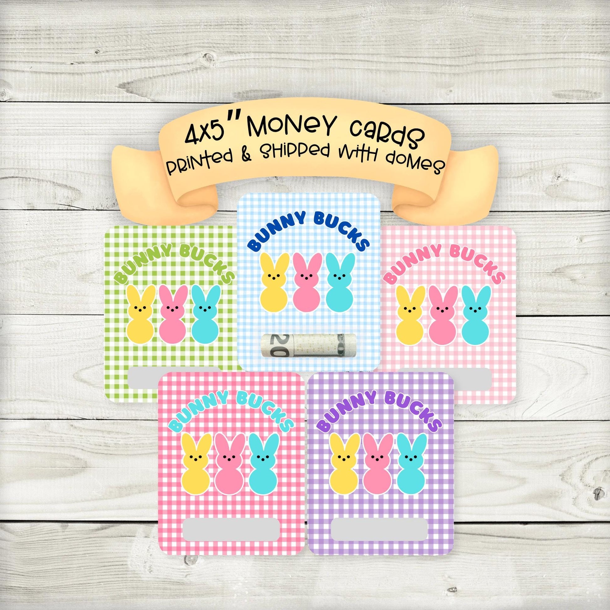 Gingham Bunny Bucks Money Card: Easter Basket Stuffer