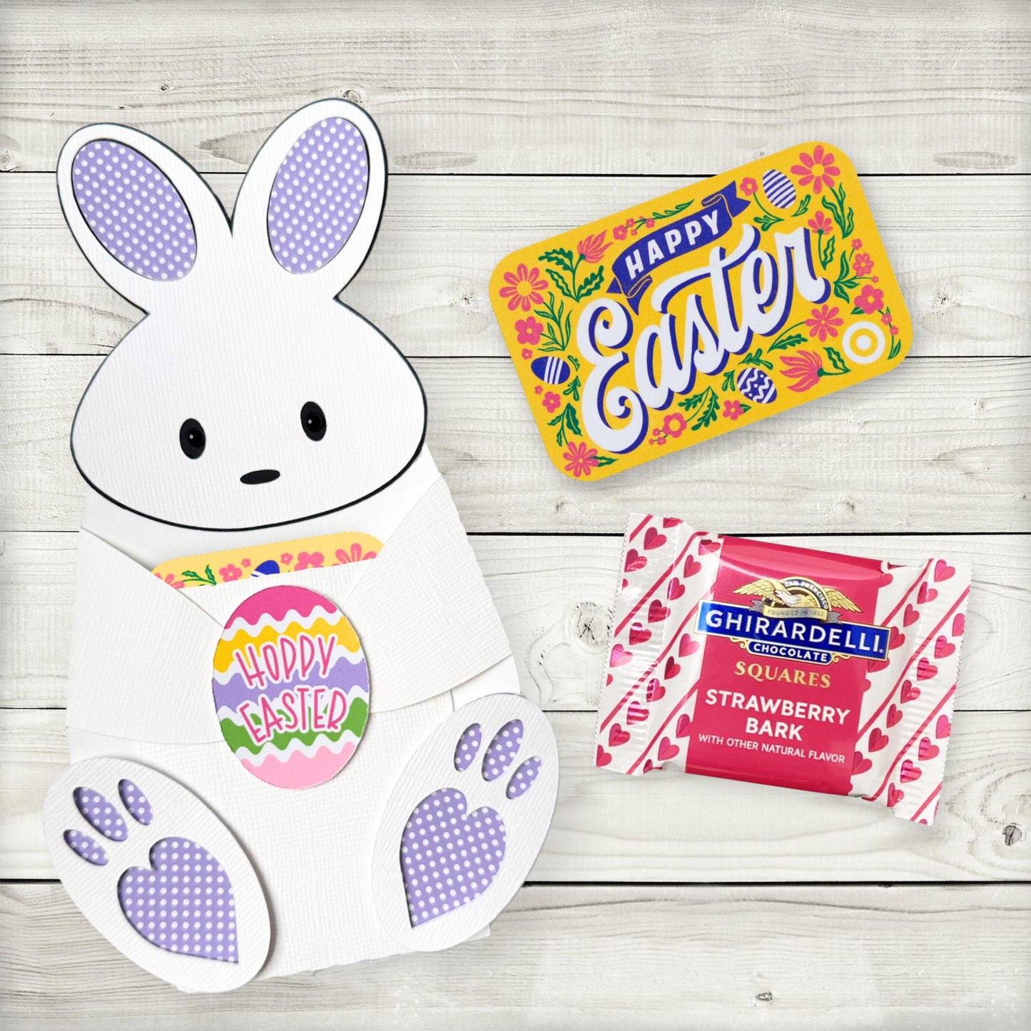 personalized easter bunny gift card holder: polka dot treat pocket