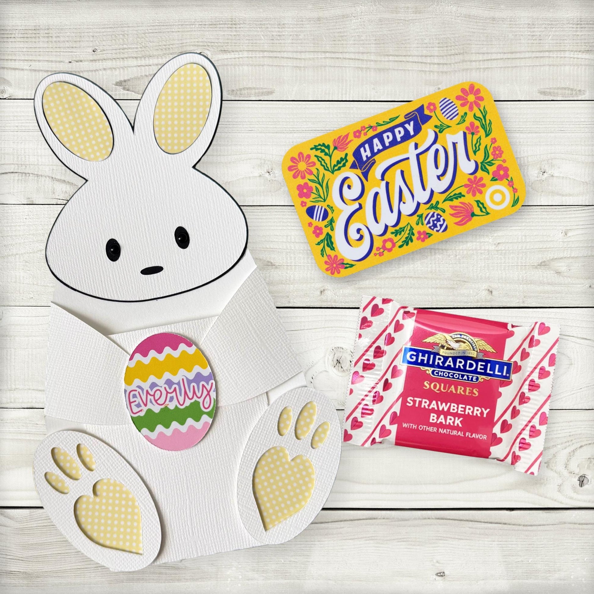 Personalized Easter Bunny Gift Card Holder: Polka Dot Treat Pocket