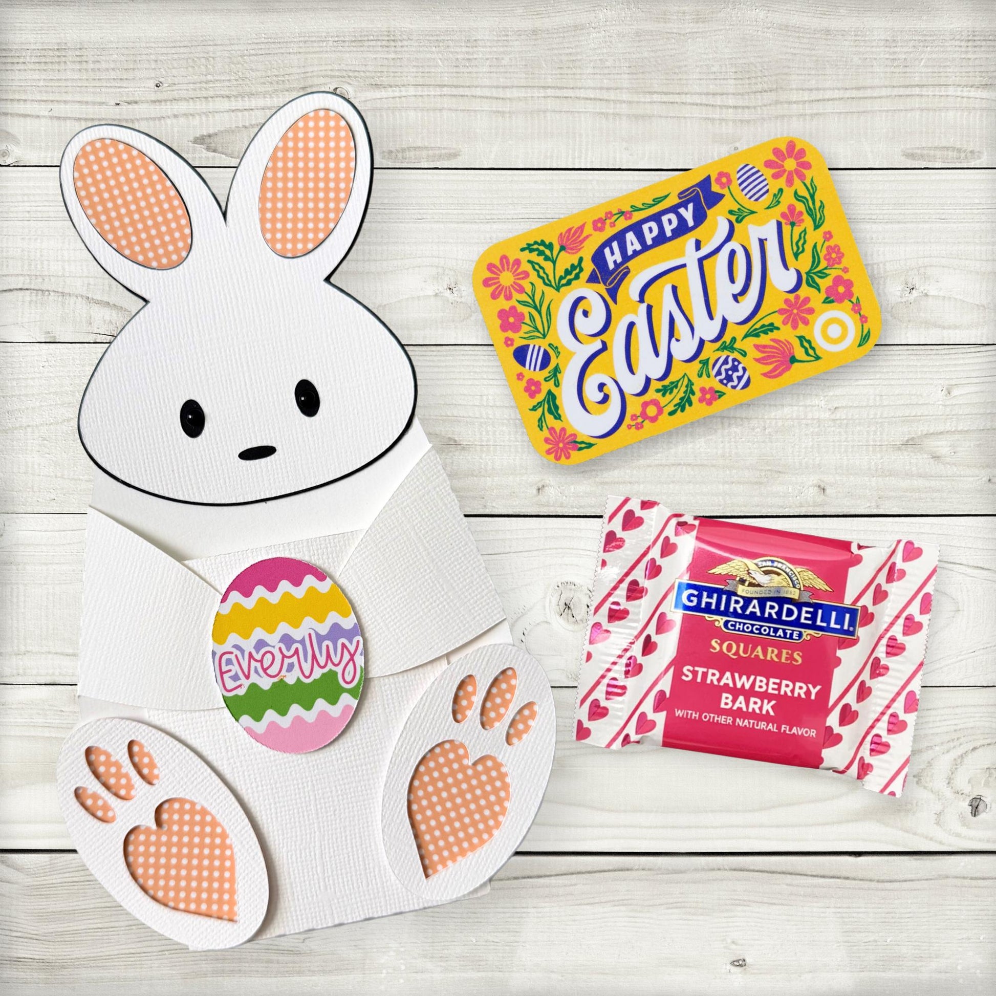 Personalized Easter Bunny Gift Card Holder: Polka Dot Treat Pocket