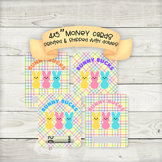 Bunny Bucks Money Card, Easter Basket Stuffer, Easter cash, Multicolor Gingham
