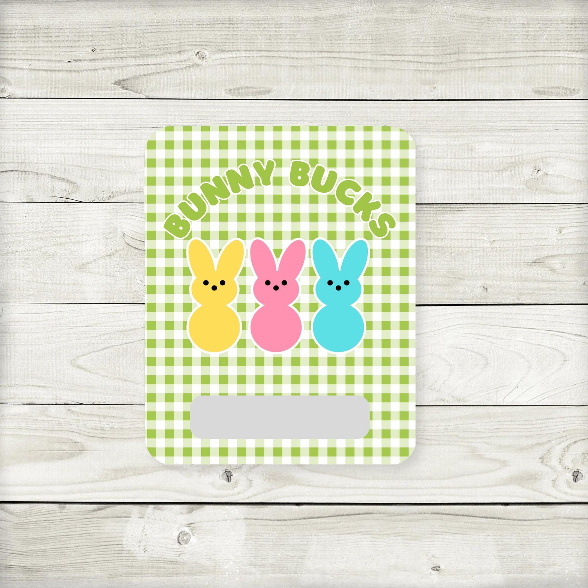 Gingham Bunny Bucks Money Card: Easter Basket Stuffer