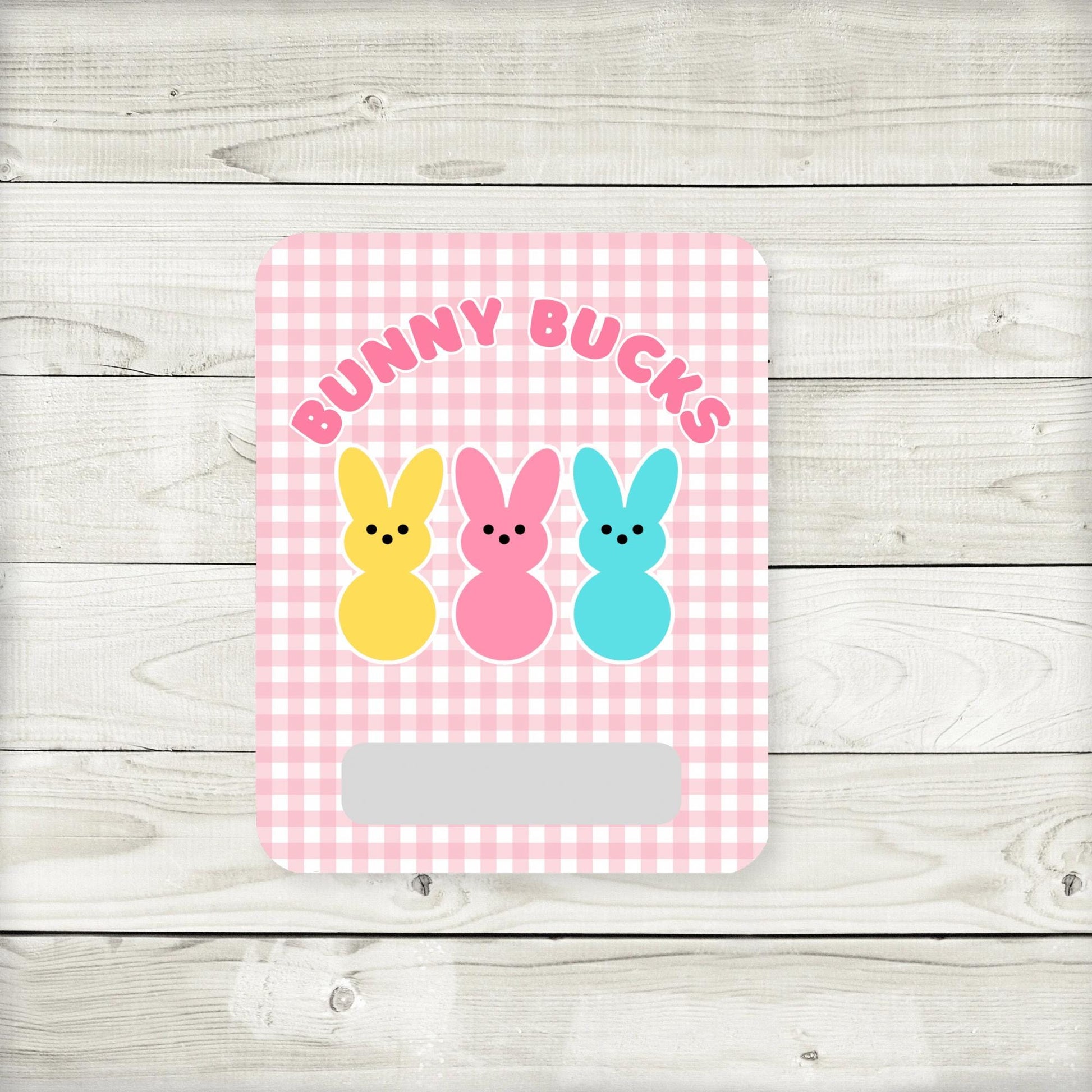 Gingham Bunny Bucks Money Card: Easter Basket Stuffer