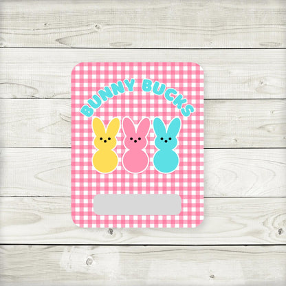 Gingham Bunny Bucks Money Card: Easter Basket Stuffer
