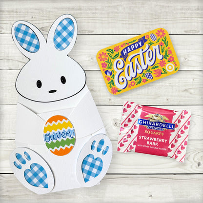 Personalized Easter Bunny Gift Card Holder: Gingham Easter Basket Stuffer