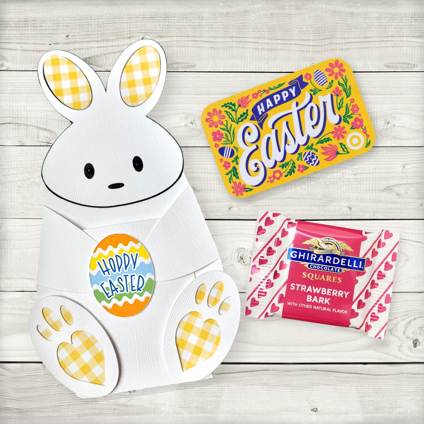 personalized easter bunny gift card holder: gingham easter basket stuffer